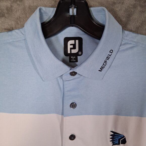 Footjoy Polo Shirt Embroidered Mens Medium White Blue - Picture 3 of 7